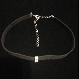 Black velvet like choker necklace with rhinestones